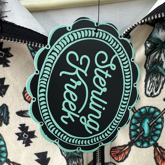 Sterling Kreek Thread Beige Western Skull Print Quarter Zip - Picture 6 of 6